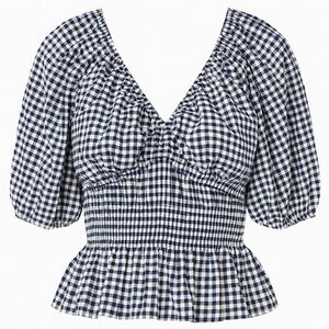Old Navy Blue and White Gingham Blouse